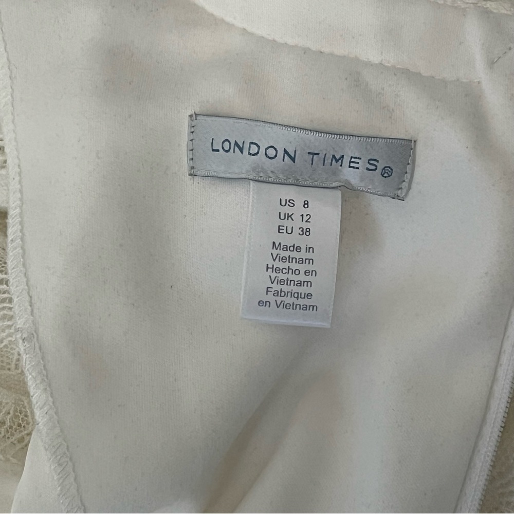 London Times White Midi Dress with Lace Trim - Picture 11 of 13